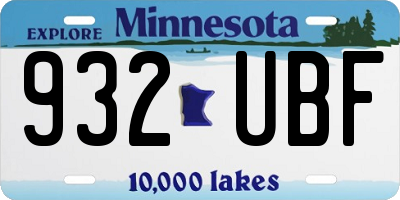 MN license plate 932UBF