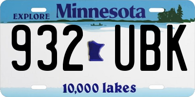 MN license plate 932UBK