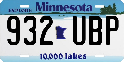 MN license plate 932UBP