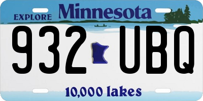 MN license plate 932UBQ