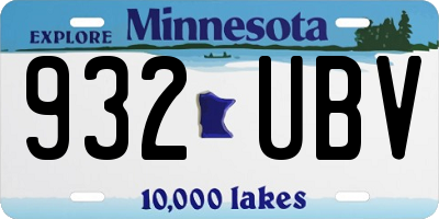 MN license plate 932UBV