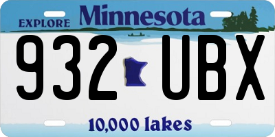 MN license plate 932UBX