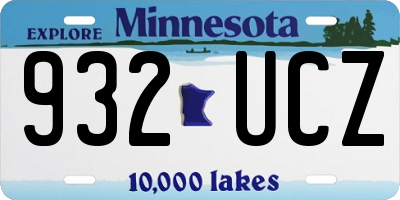 MN license plate 932UCZ