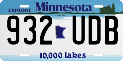 MN license plate 932UDB