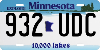 MN license plate 932UDC
