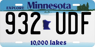 MN license plate 932UDF