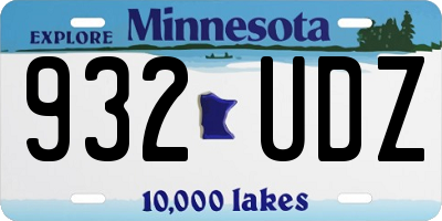 MN license plate 932UDZ