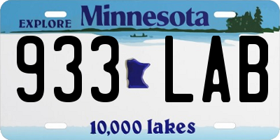 MN license plate 933LAB