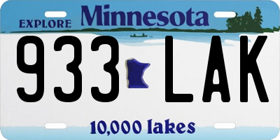 MN license plate 933LAK