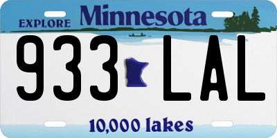 MN license plate 933LAL