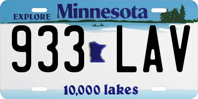 MN license plate 933LAV
