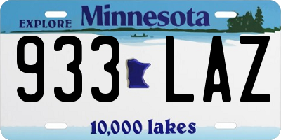 MN license plate 933LAZ