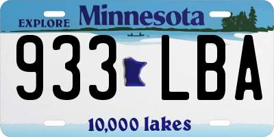 MN license plate 933LBA