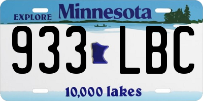 MN license plate 933LBC