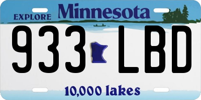 MN license plate 933LBD