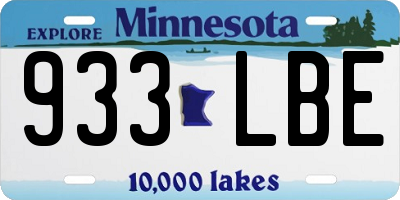 MN license plate 933LBE