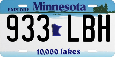 MN license plate 933LBH