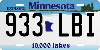 MN license plate 933LBI