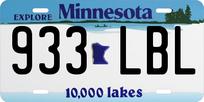 MN license plate 933LBL
