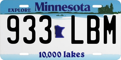 MN license plate 933LBM
