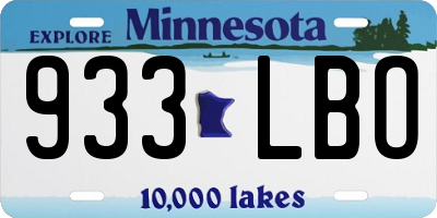 MN license plate 933LBO