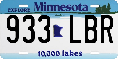 MN license plate 933LBR