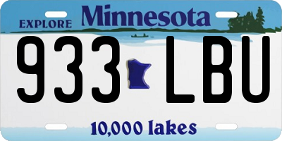 MN license plate 933LBU