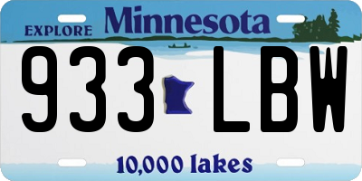 MN license plate 933LBW