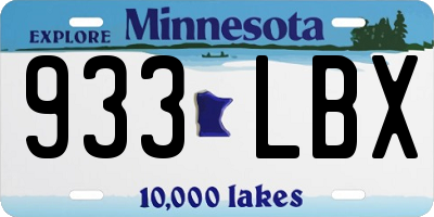MN license plate 933LBX