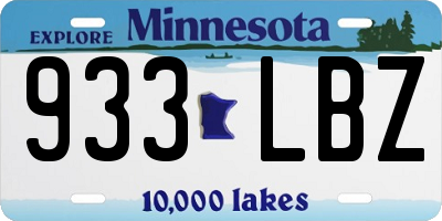 MN license plate 933LBZ