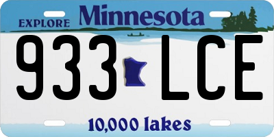 MN license plate 933LCE