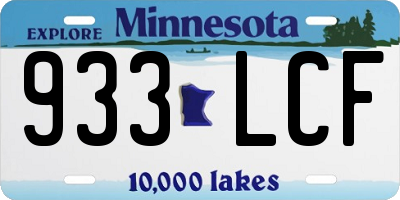 MN license plate 933LCF