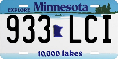 MN license plate 933LCI