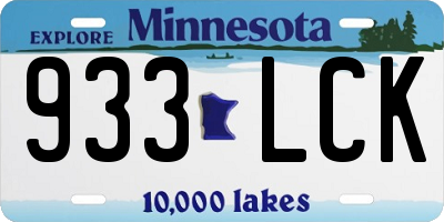MN license plate 933LCK