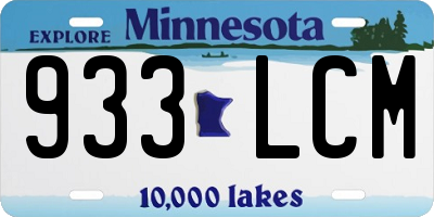MN license plate 933LCM