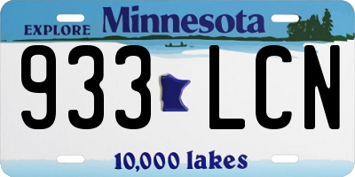 MN license plate 933LCN