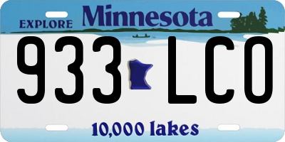 MN license plate 933LCO
