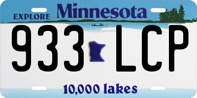 MN license plate 933LCP