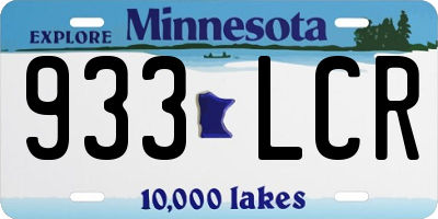 MN license plate 933LCR