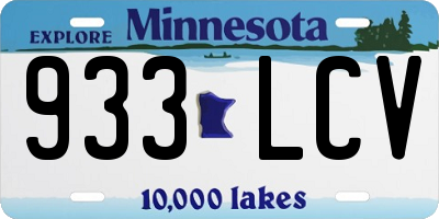 MN license plate 933LCV