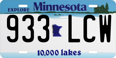 MN license plate 933LCW