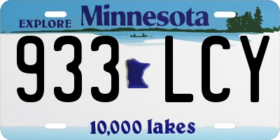 MN license plate 933LCY