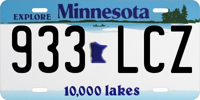 MN license plate 933LCZ
