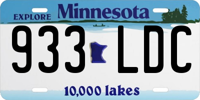 MN license plate 933LDC