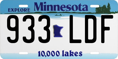 MN license plate 933LDF