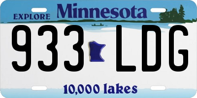 MN license plate 933LDG