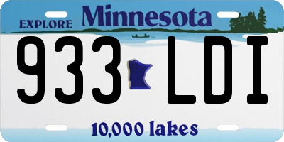 MN license plate 933LDI