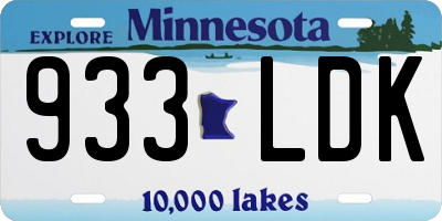 MN license plate 933LDK