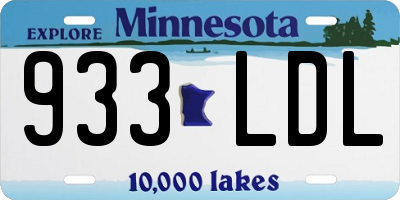 MN license plate 933LDL