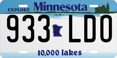 MN license plate 933LDO